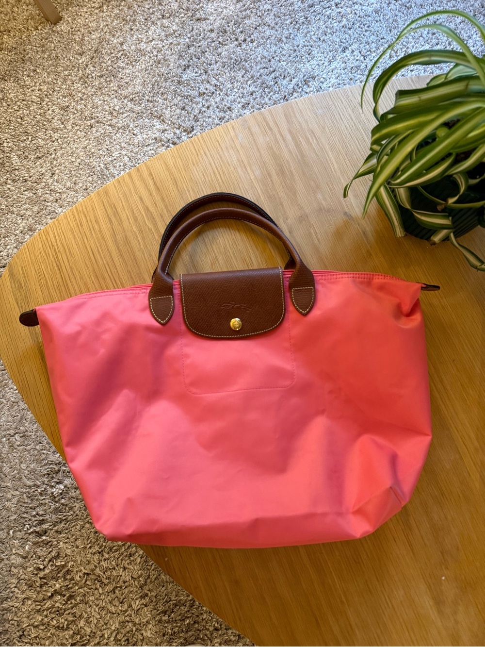 Longchamp Pink Le Pliage Original Medium Handbag